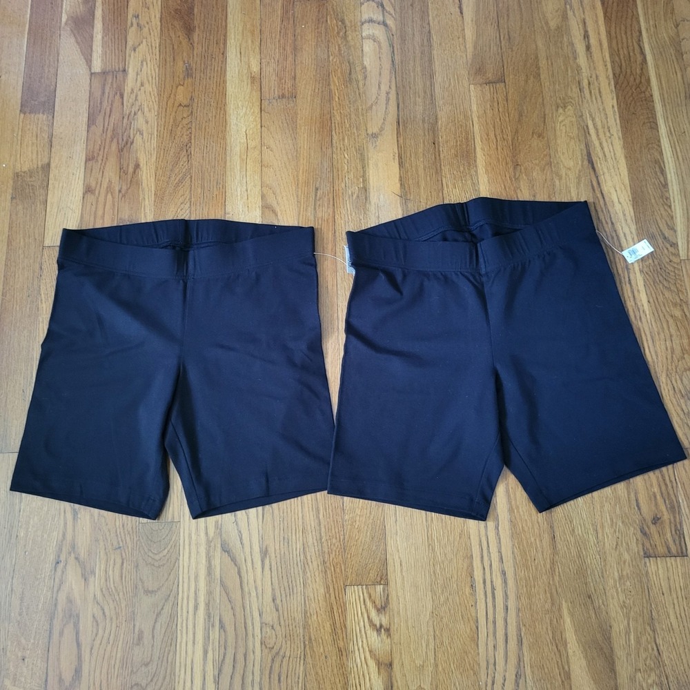 2 Old Navy Large Petite LP 7" Inseam Biker Shorts Black Stretch